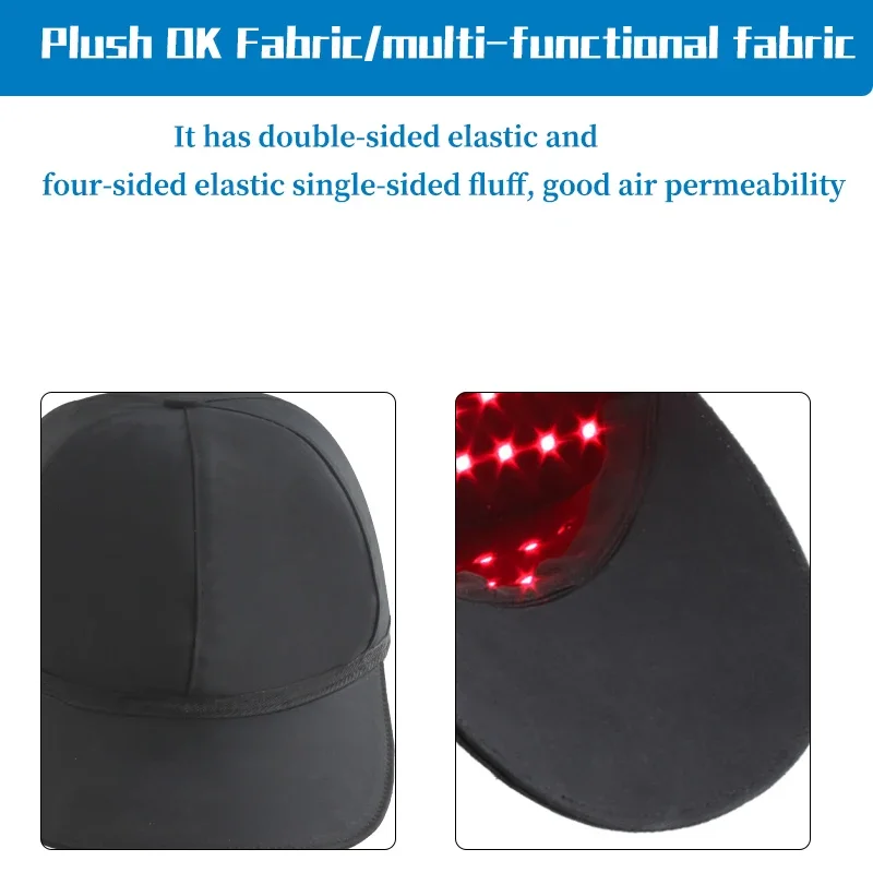 OEM ODM Prywatne logo Regulowany zamek błyskawiczny Kapelusz do terapii światłem czerwonym 110 szt. Czapka podczerwonym LED na głowę
