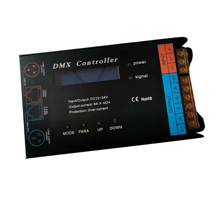 DMX512 декодер DC12-24V Rj45 XLR коннектор RGB RGBW каналы Декодер контроллер для светодиодной