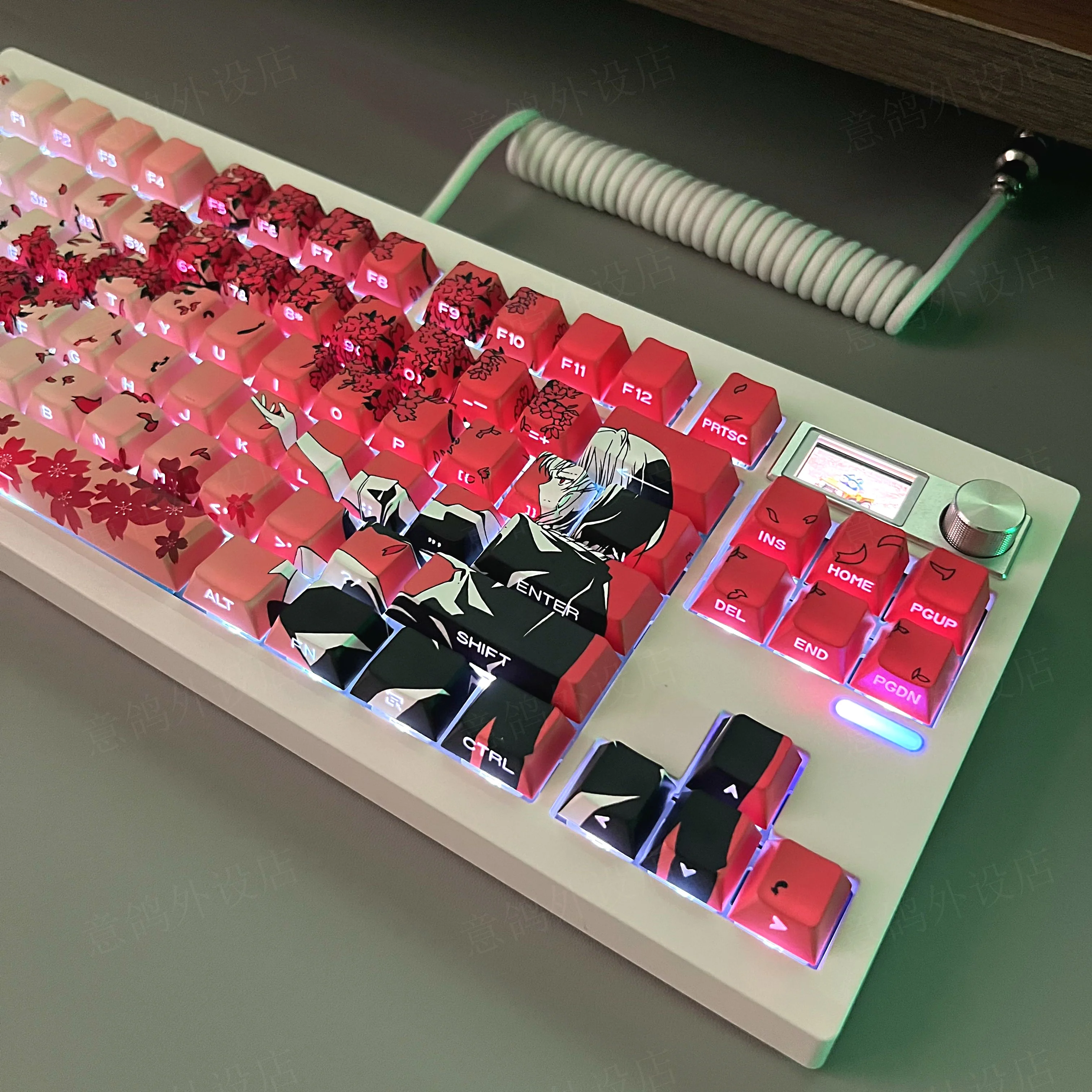 Полупрозрачный колпачок для клавиш SakuraRaven с боковой гравировкой из ПБТ