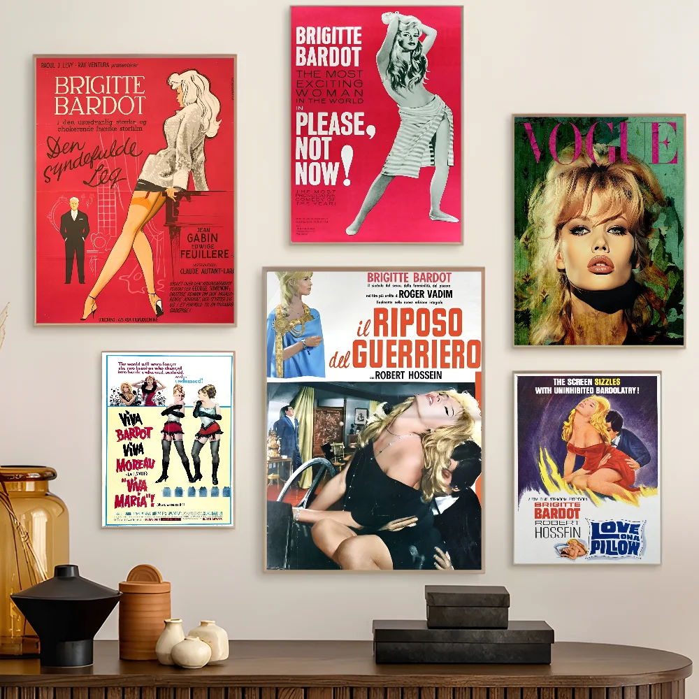 Brigitte Bardot Classic Vintage Posters Whitepaper Prints Artwork Kawaii Room Decor