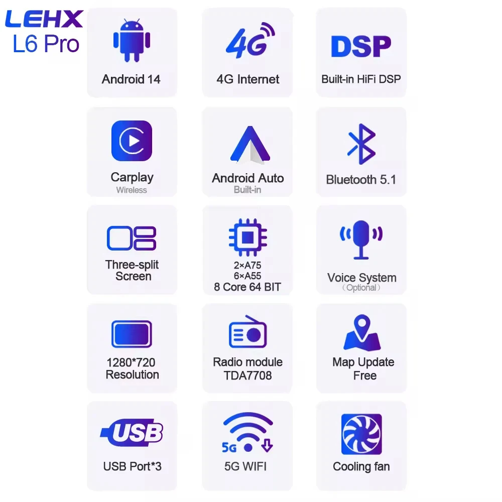 LEHX L6Pro 1 Din 6 9-дюймовый автомобильный Android-радио Мультимедиа Беспроводной Carplay