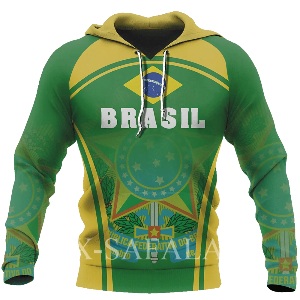 

Fall Men's Sweatshirts Brazil Emblem Print Street Fashion Cool Tops Unisex Oversized Men's Clothing Hoodie