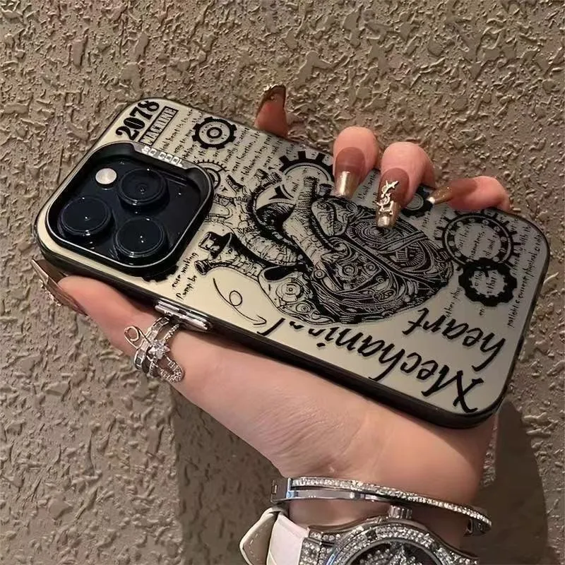 Фото Чехол для телефона в стиле стимпанк с механическим сердцем для iPhone 17, 16, 15, 14 Plus, 13, 12, 11 Pro MAX, 17 Air, 16E Tech, готический, противоударный №3