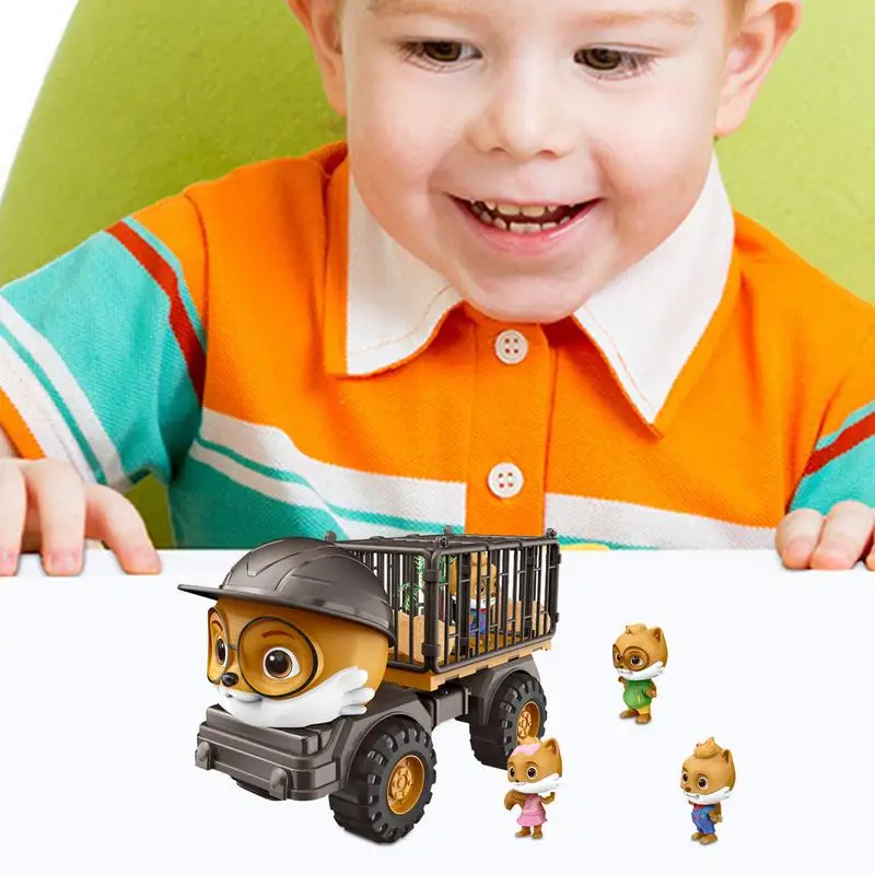 

Construction Vehicles Squirrel Shape Engineering Carrier Truck Multifunctional Portable Squirrel Toys With Cage For Nursery