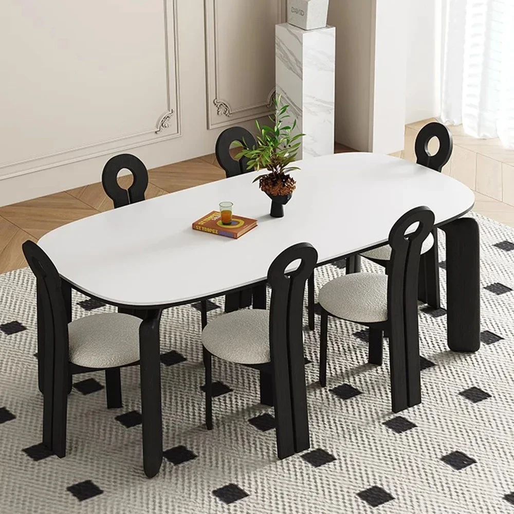 Итальянские прямоугольные обеденные столы черные умственные ножки белые для