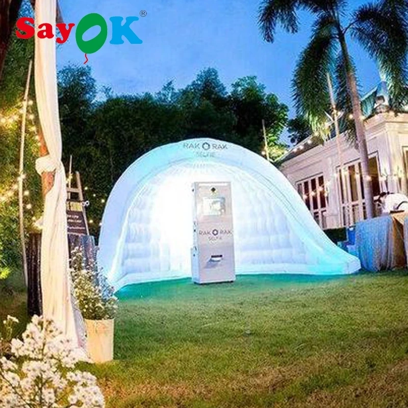 SAYOK Giant Inflatable Luna Tent 3x2.5mH Inflatable Selfie Shell Dome Tent with Led Lights for Parties Events Outdoor images - 6
