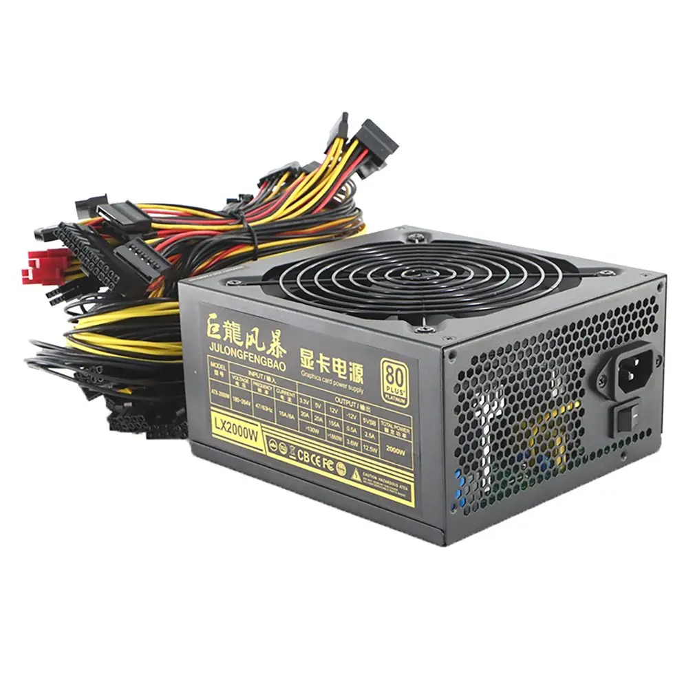 

1800W/2000W Mining Power Supply Miner Graphics Card For Mining 180~240V ATX PSU 16+4pin Power Supply For Mining Host Plate