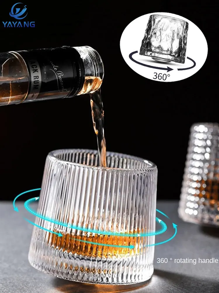 

Whiskey Rotating Glass Creative Tumbler Decompression Beer Glass Rotating Crystal Foreign Wine Cup KTV Bar Home Wine Drinkware