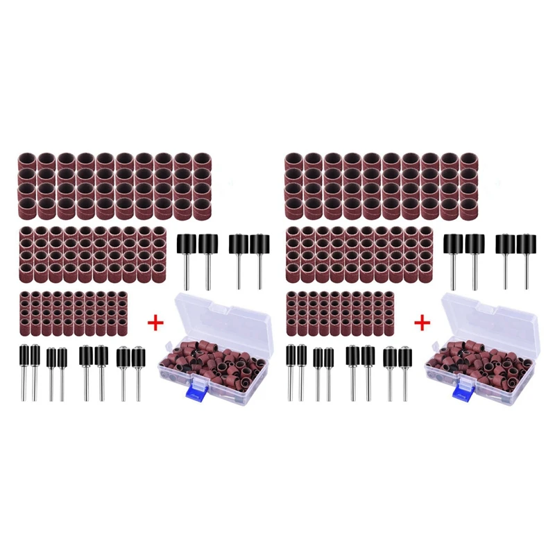 

264 Pieces Drum Sander Set With Free Box Including 240 Pieces Nail Sanding Band Sleeves And 24 Pieces Drum Mandrels