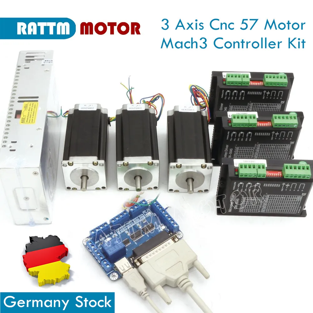 『 Германия Stock 』 CNC 3 / 4 Axis Nema23 425Oz-in Dual shaft 57 Stepper Motor + CW5045 256 Microstep Driver CNC гравировальная машина