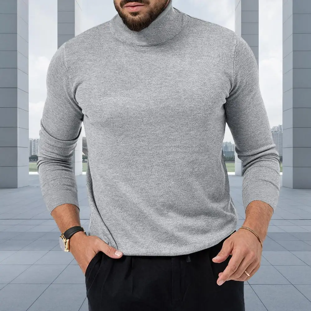 

Мужской свитер Базовая рубашка стильный мужской термальный Топ Зимний вязаный пуловер с высоким воротником облегающий эластичный средней длины для защиты