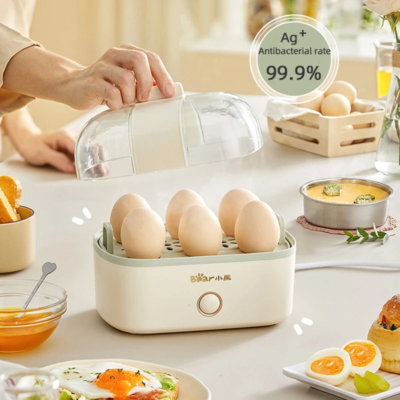 

6 Eggs Electric Egg Boiler Egg Custard Steaming Cooker Mini Breakfast Machine Auto Egg Cookers Portable Steamer Food Warmer 200W