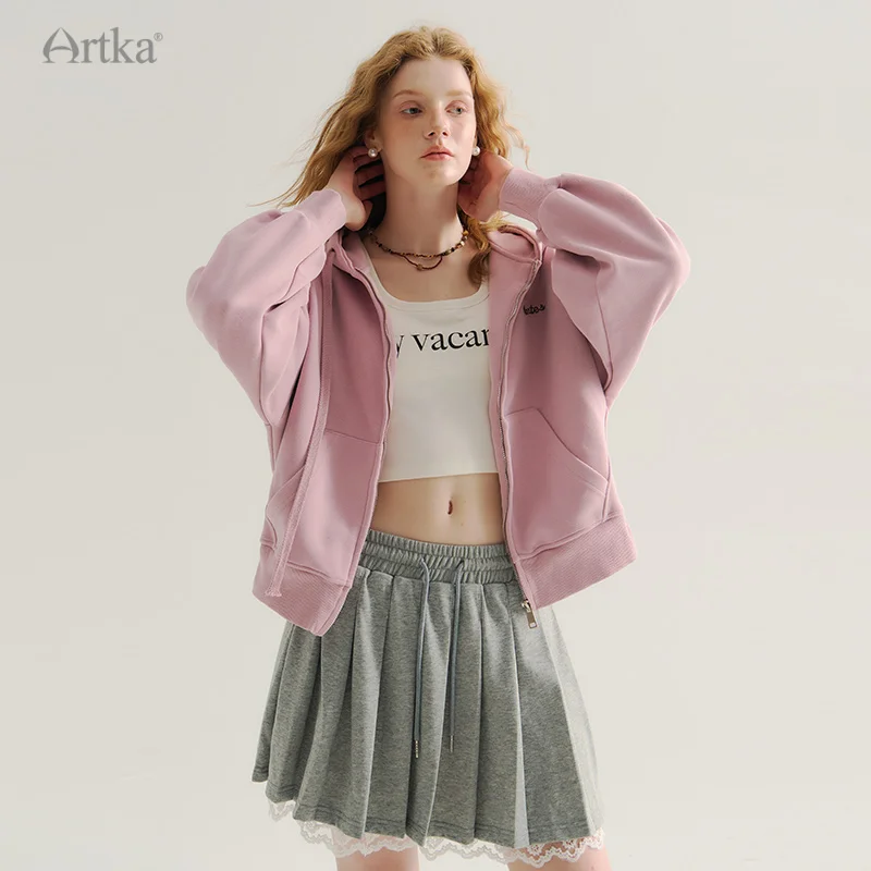 Женская куртка с капюшоном ARTKA синяя повседневная толстовка на молнии большие