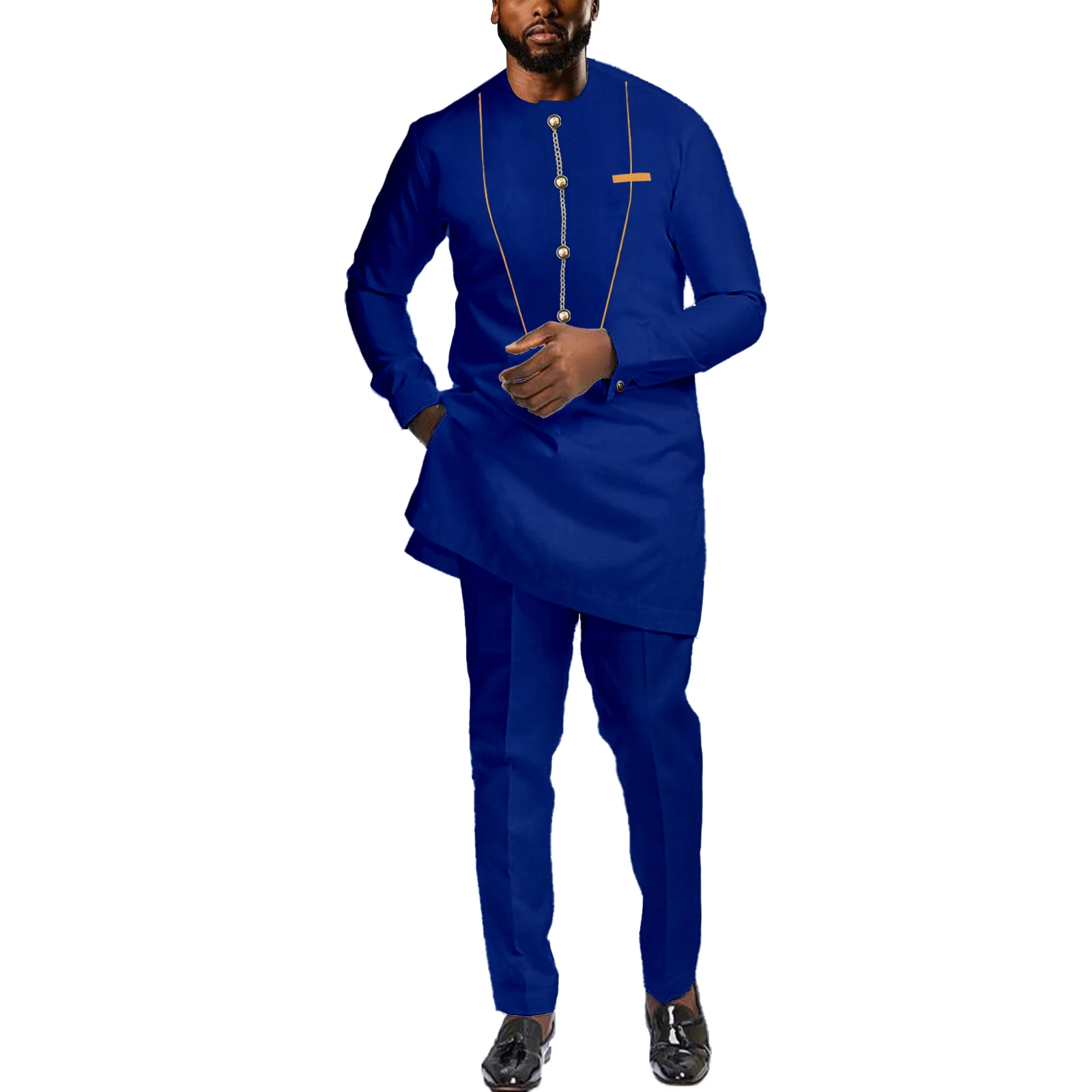 

African Suits for Men 2 Piece Set Luxury Dashiki Top Pants Fashion Outfit African Tribal Attire V2216348