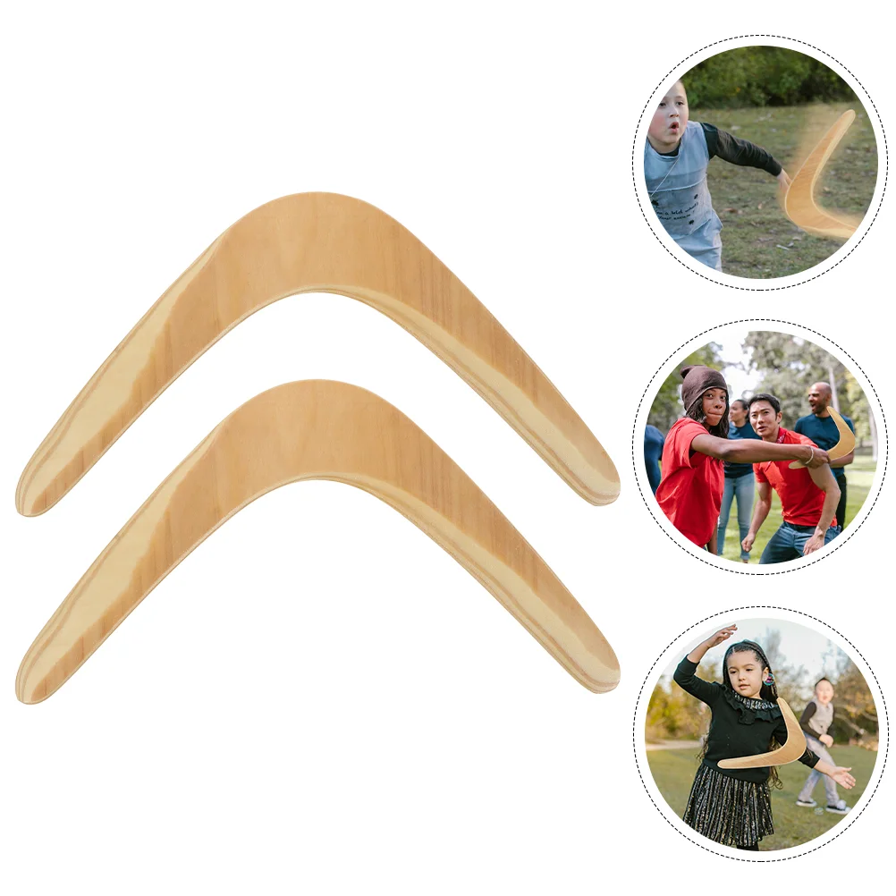 

2pcs Playthings Interesting Boomerang Playthings Wooden Boomerangs Kids Playthings Creative Flying Disc Toys for Outdoor Gift