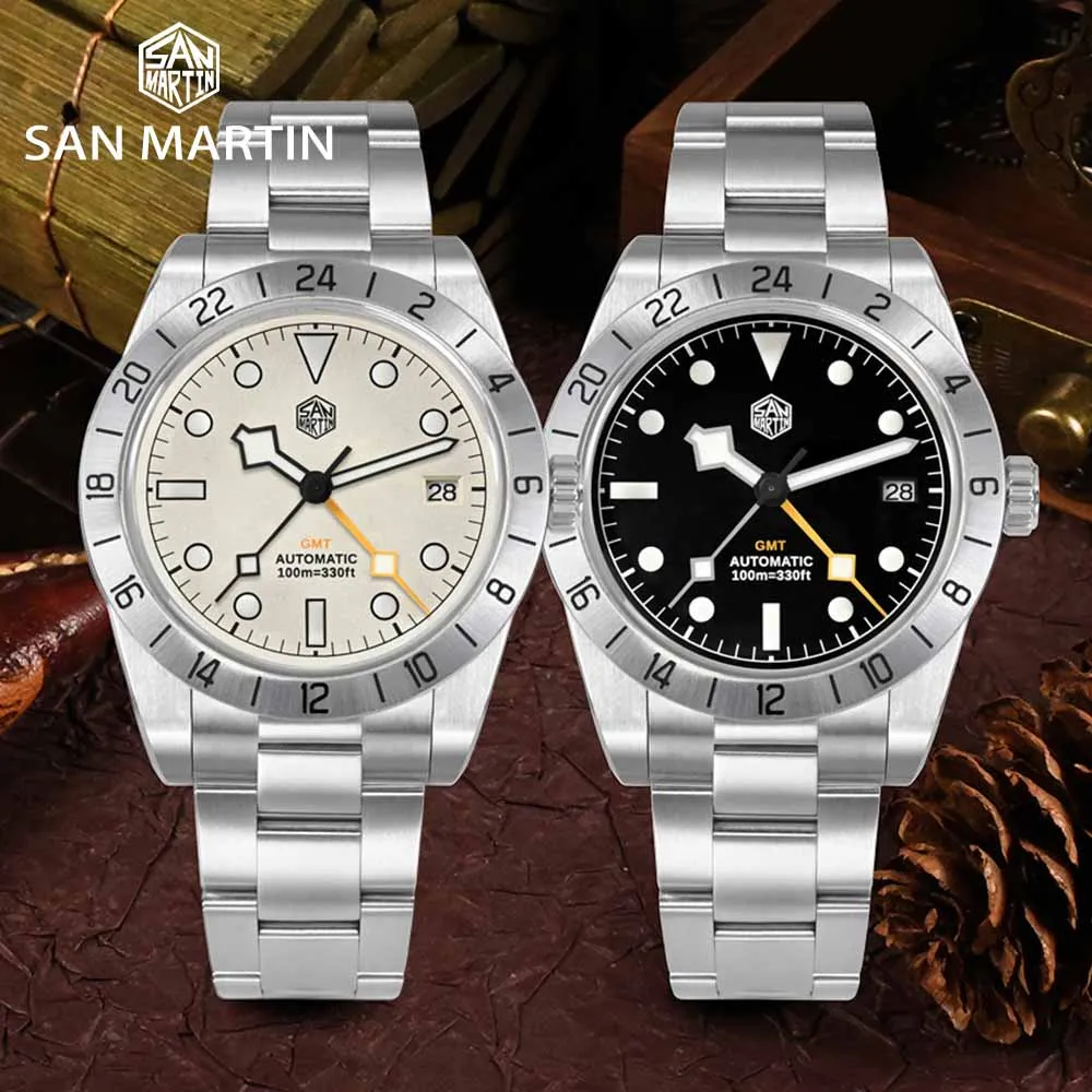 

San Martin Seiko NH34 luxury men's GMT mechanical watches 316L stainless steel sapphire glass date automatic mechanical watches