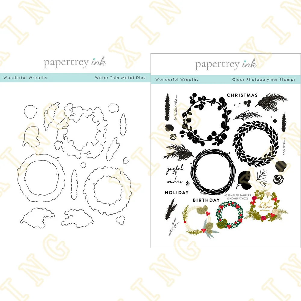 

Wonderful Wreaths New Metal Cutting Dies Clear Stamps Scrapbook Diary Secoration Embossing Template Diy Greeting Card Handmade