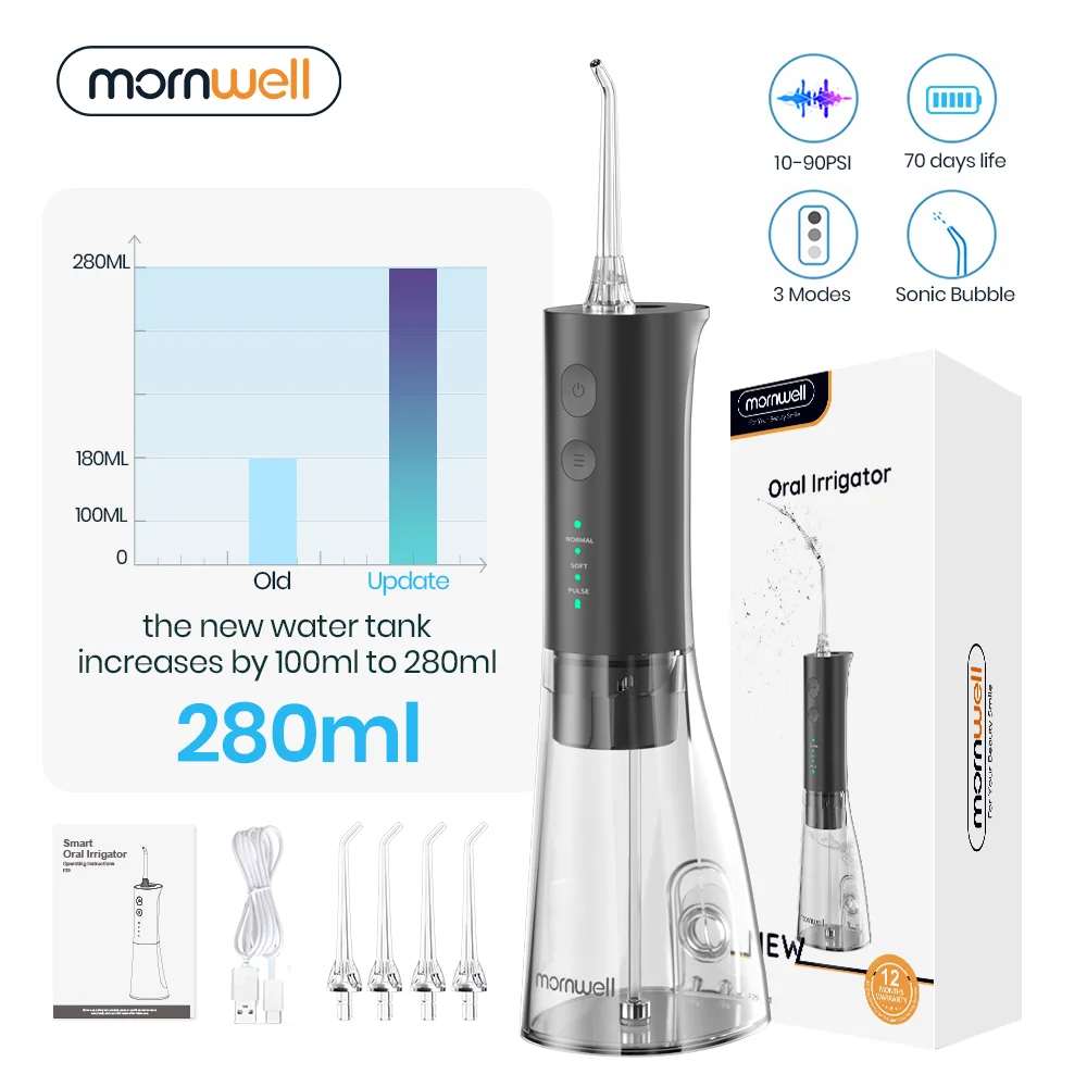 Mornwell F29 Dental Water Jet 3 Mode Water Flosser Oral Irrigator for Teeth Rechargeable Portable 180ML Water Tank Teeth Cleaner Mornwell F29 Dental Water Jet 3 Mode Water Flosser Oral Irrigator for Teeth Rechargeable Portable 180ML Water Tank Teeth Cleaner