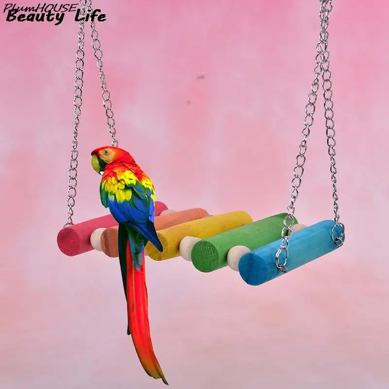 

Bird Hanging Swing Toys Wood Parrot Parakeet Perches Finches Pets Accessories