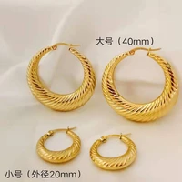 houwu hip hop 2022 fashion stainless steel gold plated engravable chunky circle croissant earring