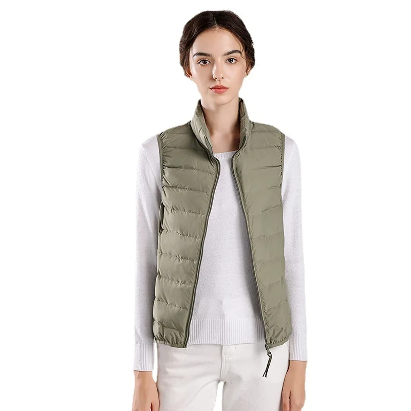 Ladies Lightweight Down Jacket Vest 2022 New Winter Short Fashion Stand Collar Slim Coat