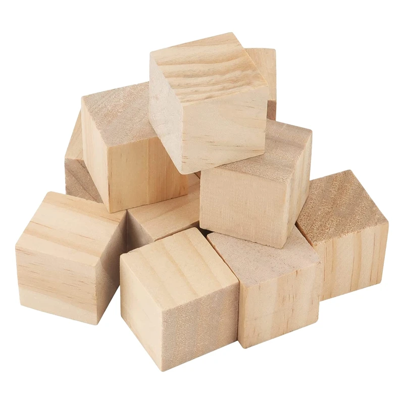 

100 PCS 1 X 1 X 1 Inch Blocks Natural Wood Blocks Bulk Small Square Wooden Blocks For DIY Crafts