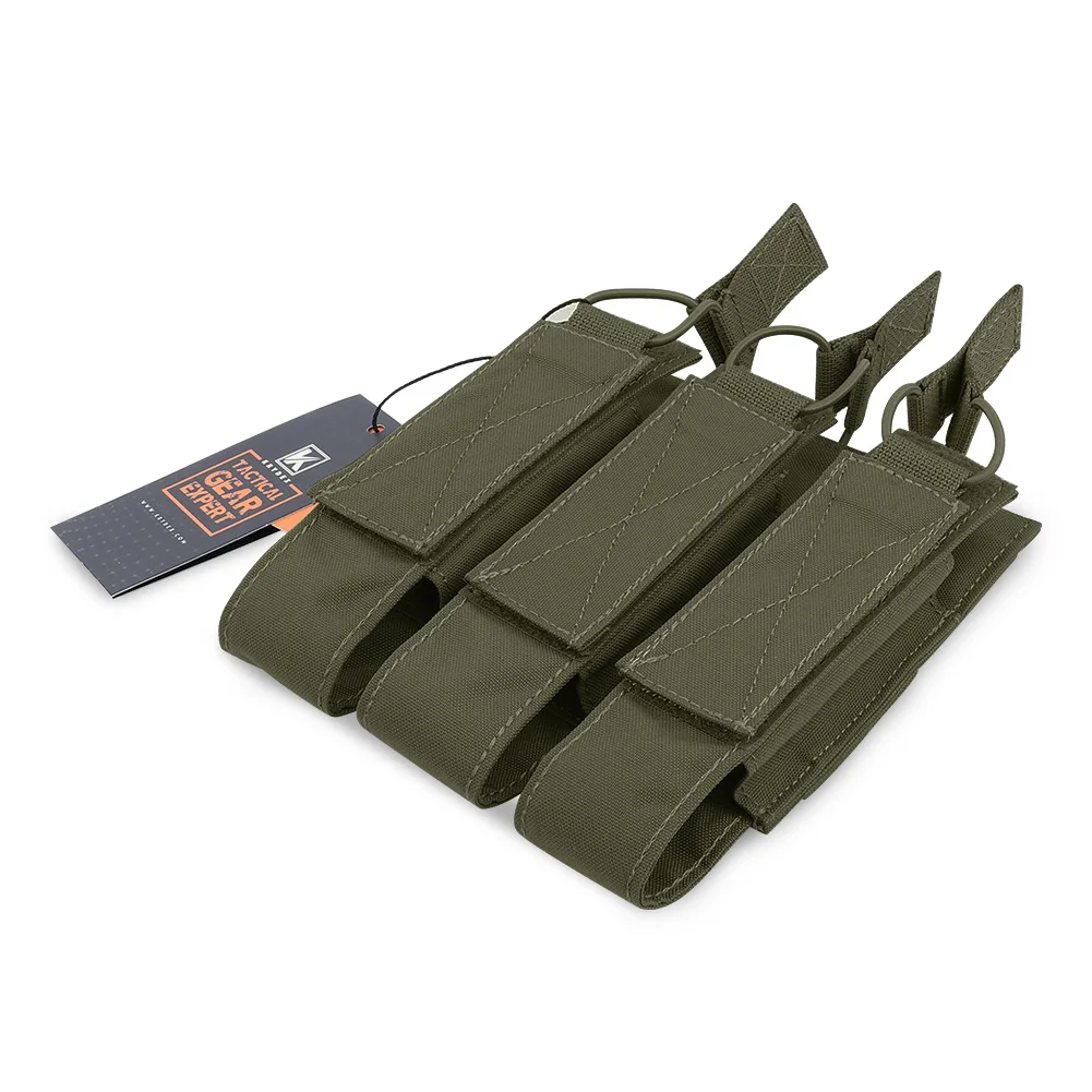 Фото Тактический модульный подсумок KRYDEX Triple Mag Pouch для магазинов MP5, MP7, KRISS, MOLLE, открытый, для SMG, для страйкбола, охоты, жилетов и снаряжения №4