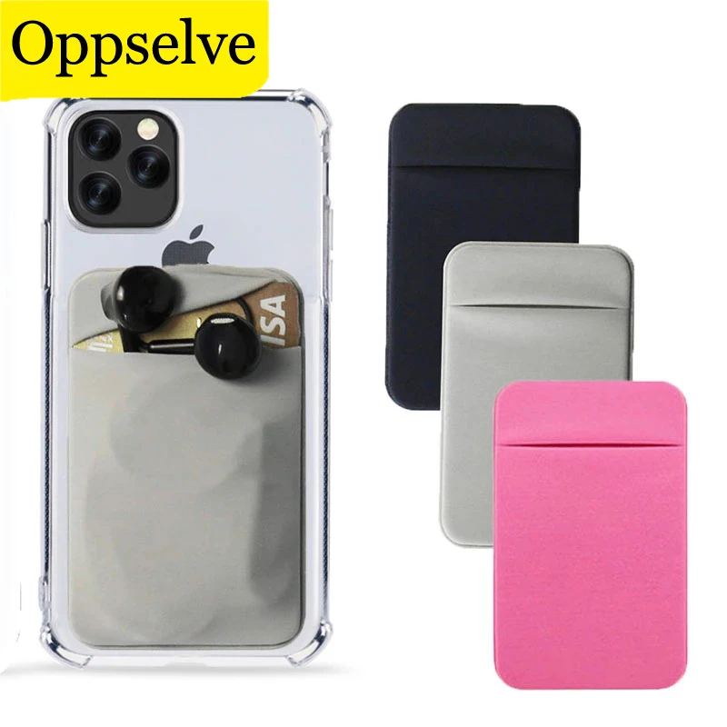 

Business Credit Pocket Adhesive Fashion Card Holder Phone Case Sticker Silicone Phone Pouch Cover For iPhone 12 Samsung Xiaomi