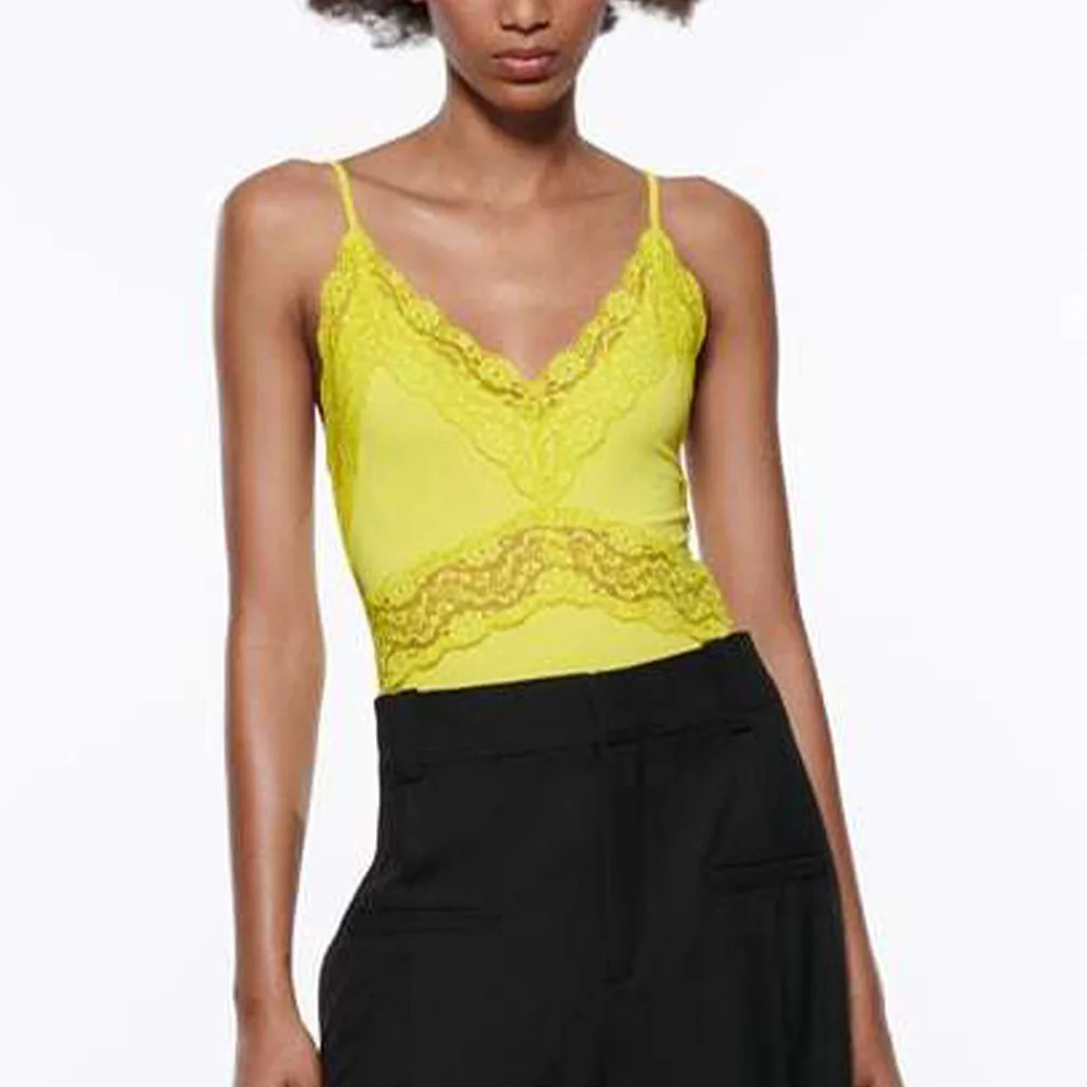 

Summer New Women's V-neck Sleeveless Lace Stretch Bodysuit Female Jumpsuits and Rompers