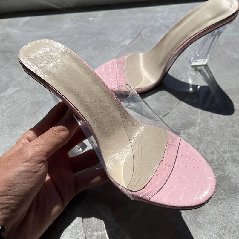 Summer 2022 New Sexy High Heels Women Slippers and Sandals Fashion PVC Transparent Slippers Ladies Heel Clear Sandals Size 35-43