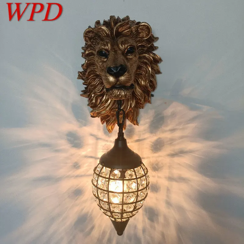 

Современные хрустальные Настенные светильники WPD, Креативный светодиодный светильник в виде льва для дома, гостиной, спальни, прикроватног...
