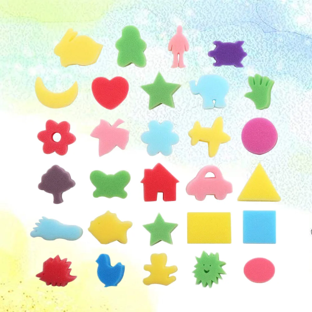 

30 Sponge Painting Shapes Painting Craft Sponge Assorted Pattern Early Learning Sponge for Toddlers Kids DIY Craft Birthday