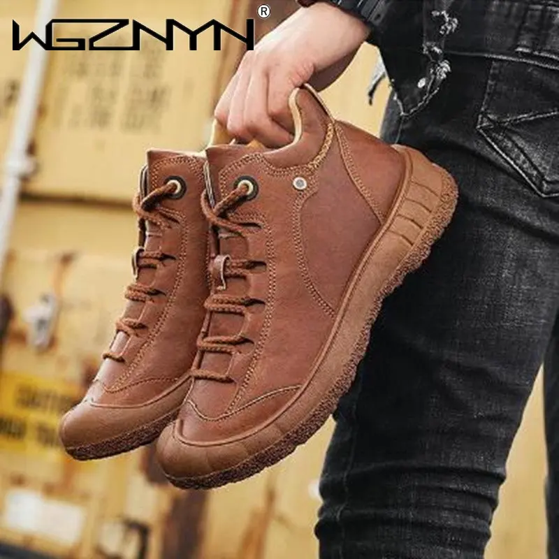 

Мужские утепленные ботильоны в стиле ретро из хлопка, с высоким берцем и плюшевой подкладкой