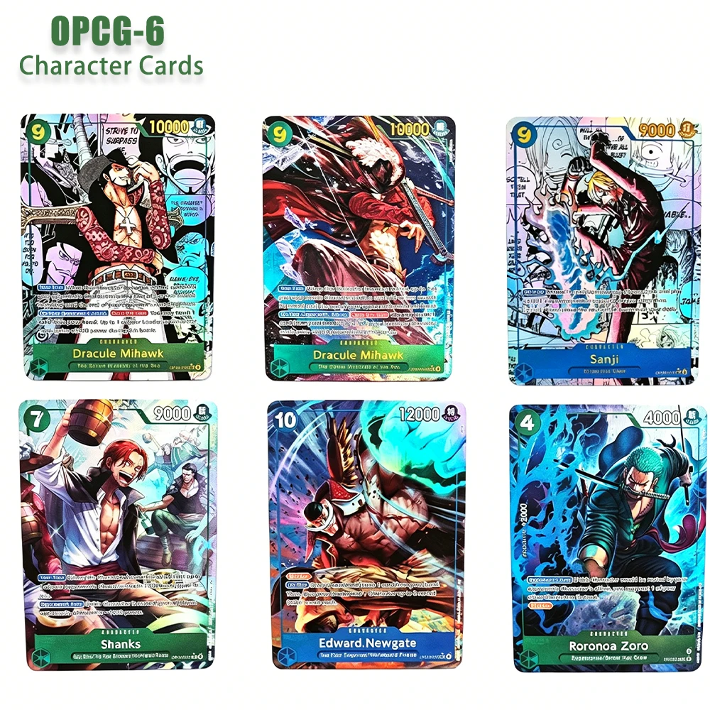 Фото Коллекционные карты One Piece TCG OPCG-6: Фольгированные карты с аниме-персонажами для домашней игры — Дракул Михоук/Шанкс/Санжи/Зоро/Эдвард №1