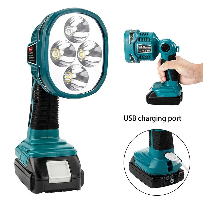 

Portable LED Light Lanterns With USB Charger For Makita Li-ion Battery 3/12W 18V Working Flashlight Spotlights Outdoor Emergency