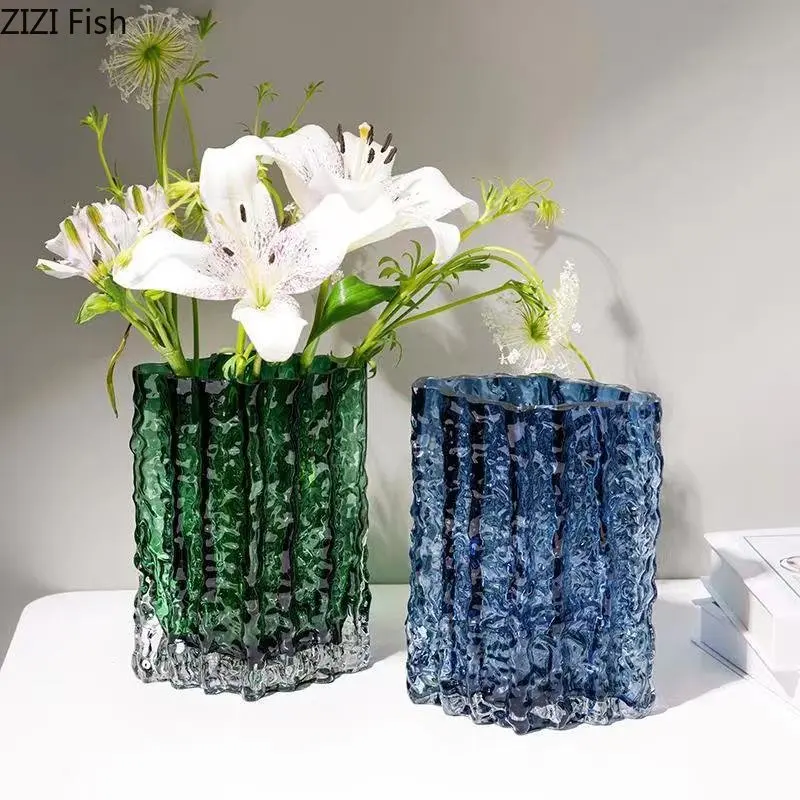 

Minimalism Glacier Glass Vase Transparent Hydroponics Flowers Pots Desk Decoration Flower Arrangement Floral Vases Modern Decor