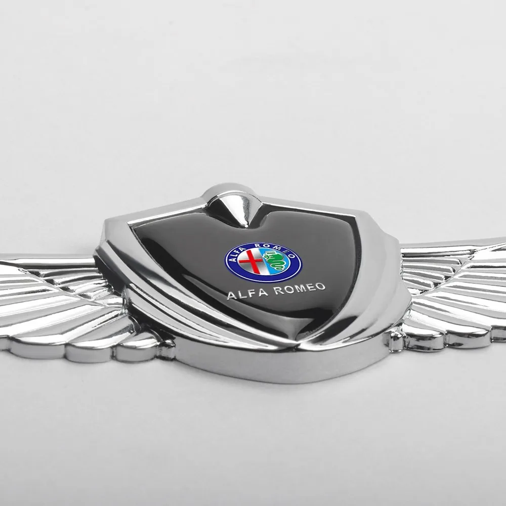 Фото Для Alfa Romeo 147 Stelvio Sportiva золотые/серебряные 3D металлические крылья, Стайлинг автомобиля, боковая метка, наклейка на окно, кузов, наклейки, автоаксессуары №5