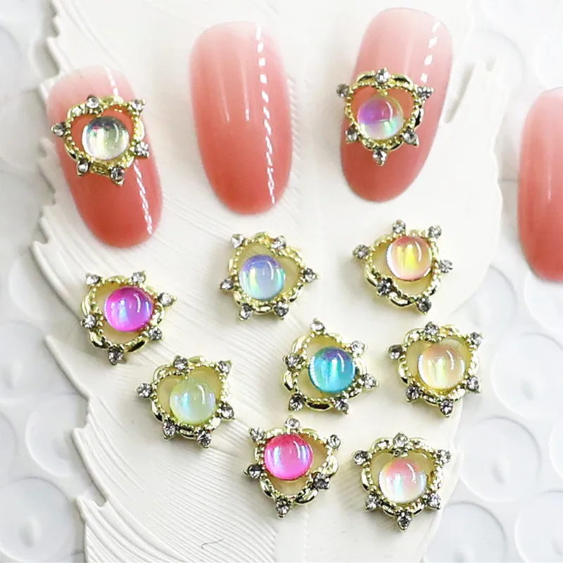 

10Pcs Nail Charms Shiny Heart Shape Nail Art Alloy Diamond Crystal Luxury Nail Ornament Gems for Girls Nail Art DIY Crafts