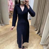 new arrival early autumn winter dress deep v neck knitted dresses for woman casual streetwear sandr vintage dresses for women