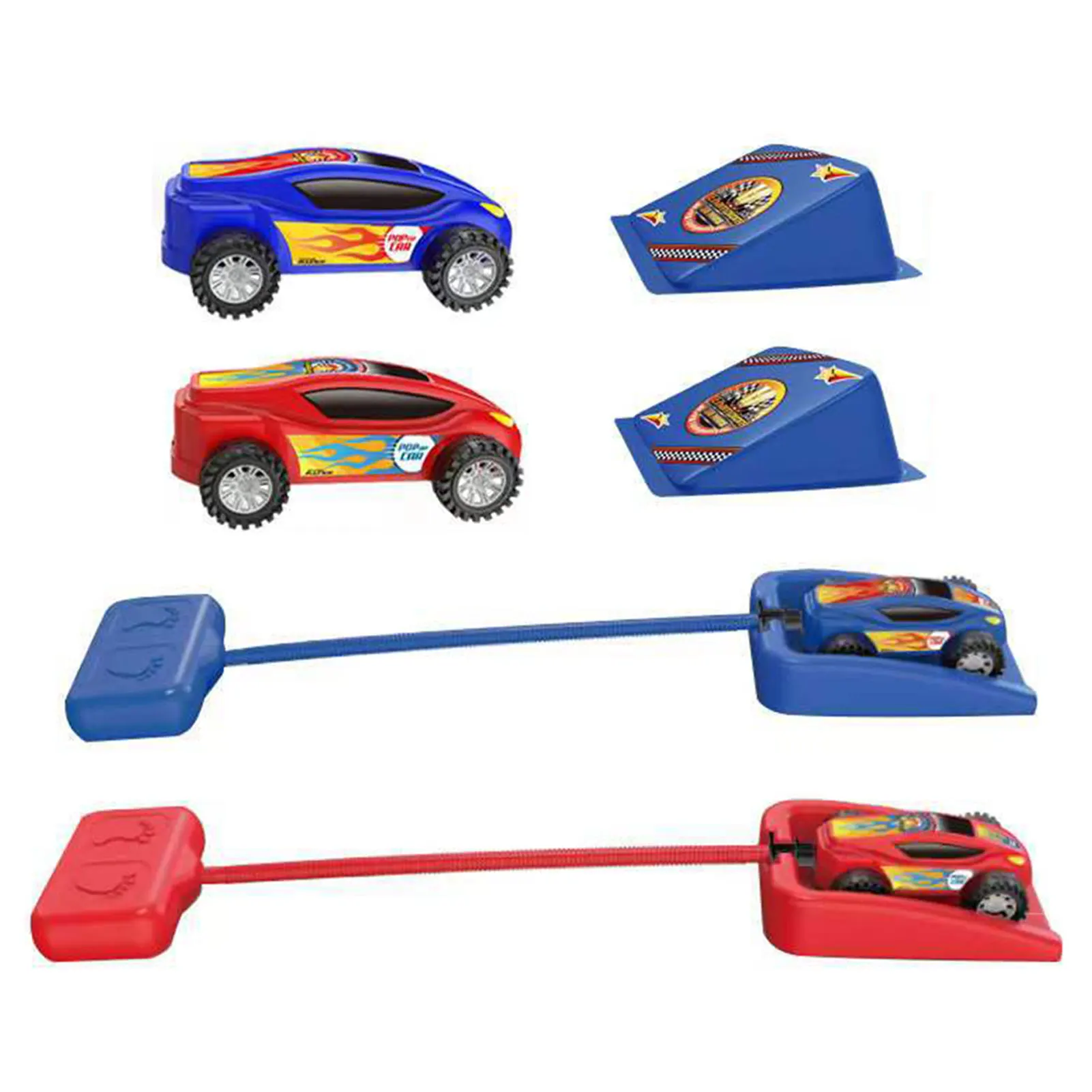 

Car Launcher Toy Fun Kids Car Launcher Toy 2 Toy Car Launchers and 2 Air Powered Cars with Ramp and Finish Lines for Kids