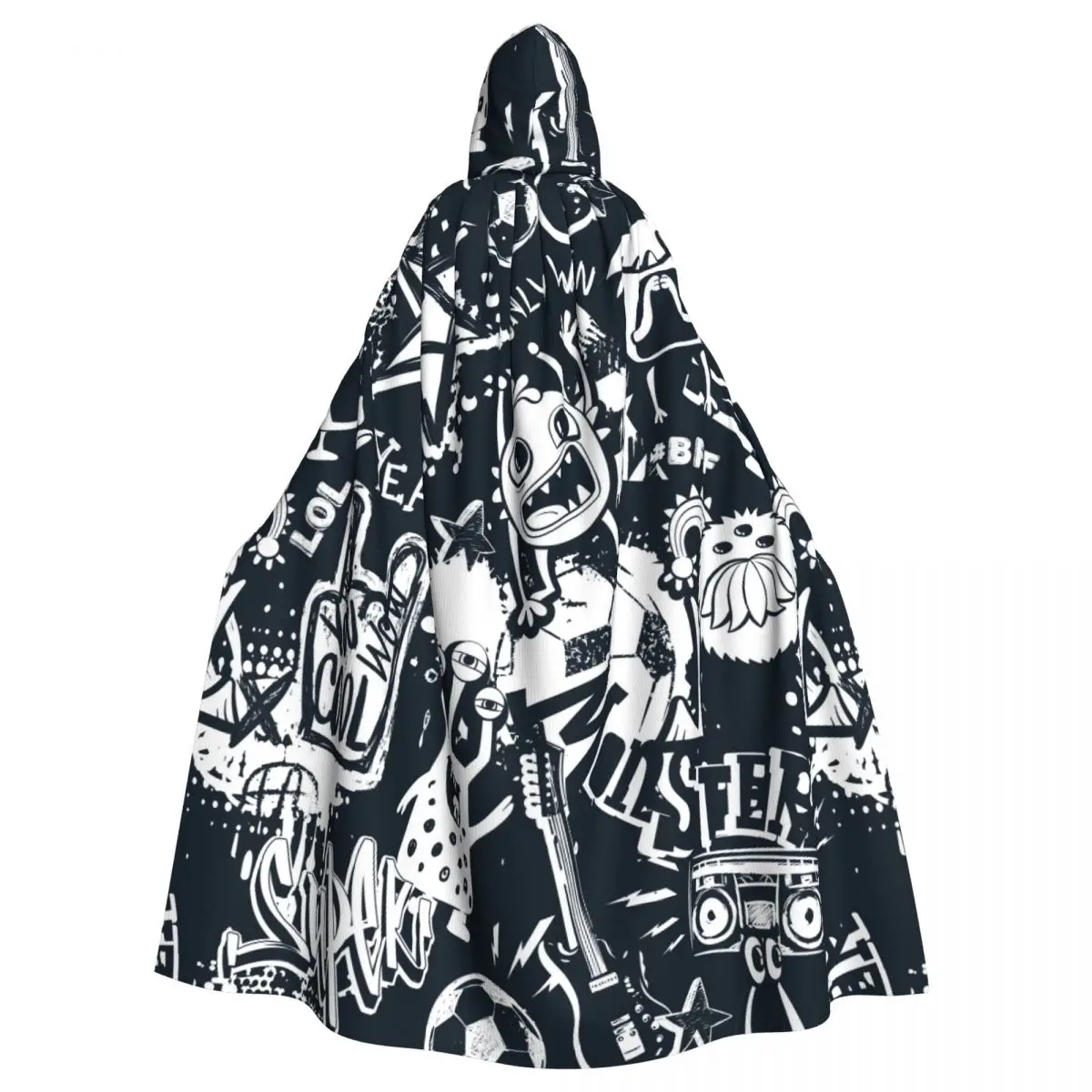 

Adult Cloak Cape Hooded Abstract Grunge Urban Monster Character Medieval Costume Witch Wicca Vampire Elf Purim Carnival Party