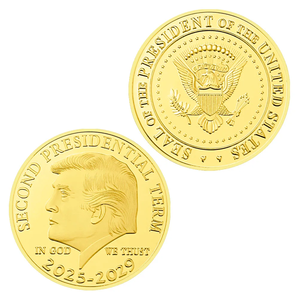 

Donald Trump Gold Coin Gold Plated Collectable Coin and Case Included Second Presidential Term 2025 - 2029 Commemorative Coin