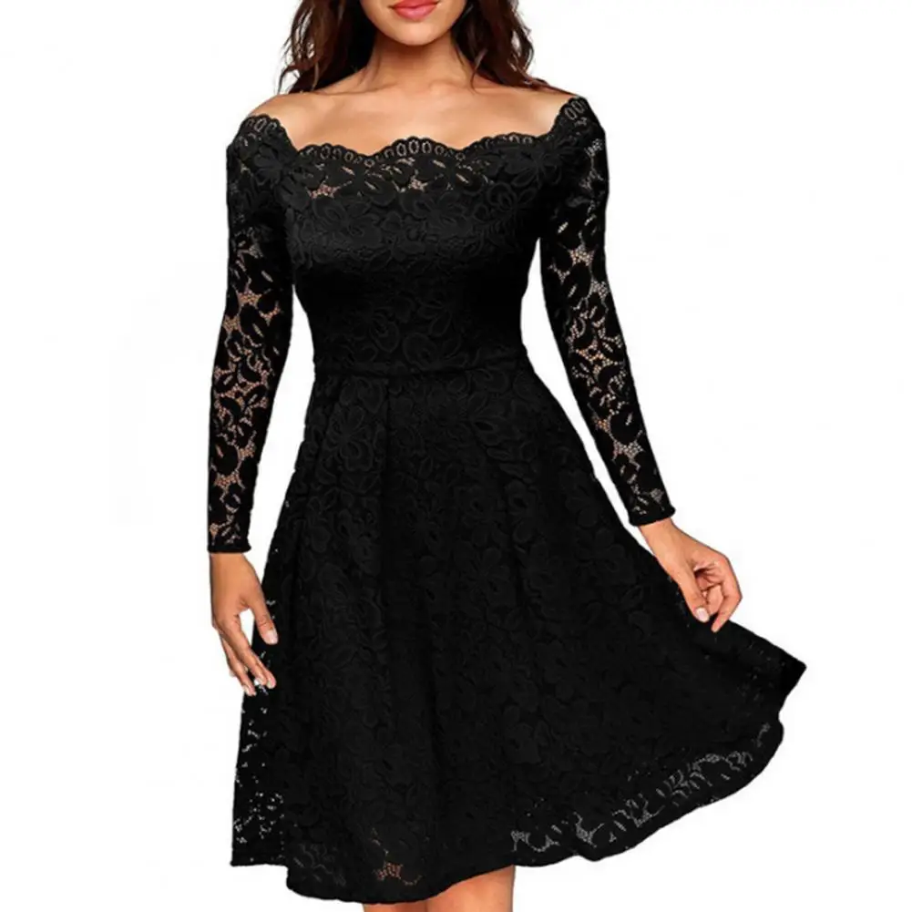 

Women Dress All-Match Super Soft Attractive Women Slim-fitting Floral Swing Dress for Girl
