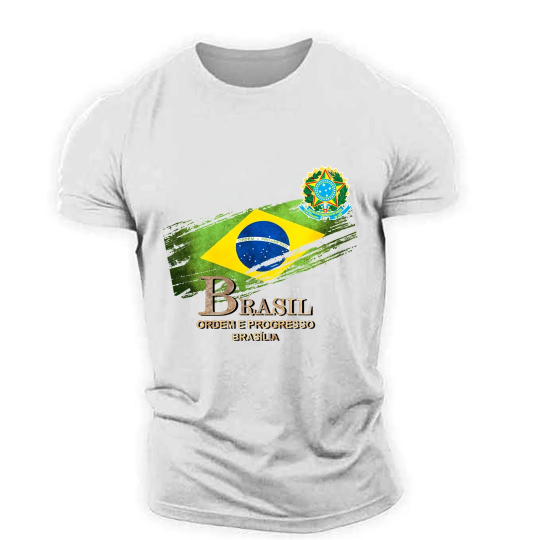 Футболка унисекс из полиэстера с рисунком логотипа бразильского флага и 3D