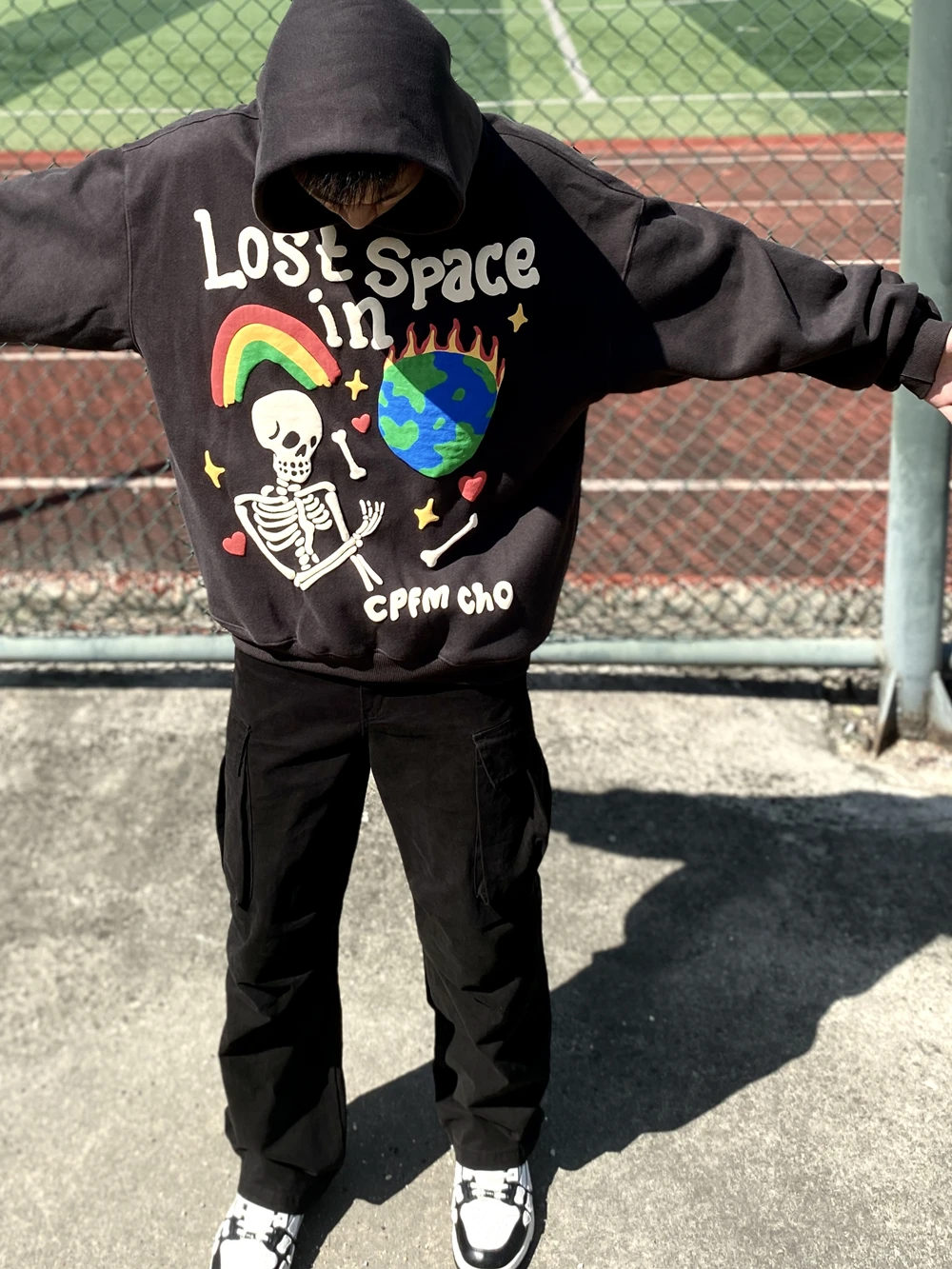 Повседневные винтажные мужские топы Yao888 с капюшоном и пенным принтом уличная