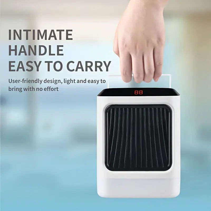 

Space Heater 800W Mini Portable Heater Desktop Heater With Timing Function 2 Heating Setting LED Lights For Office Bedroom, Kitc