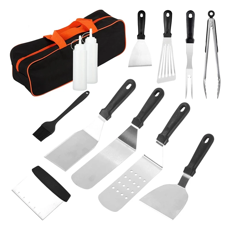 

Griddle Accessories,13 PCS Flat Top Grill Accessories,BBQ Cooking Spatula,Grilling Tool For Camping Backyard Barbecue