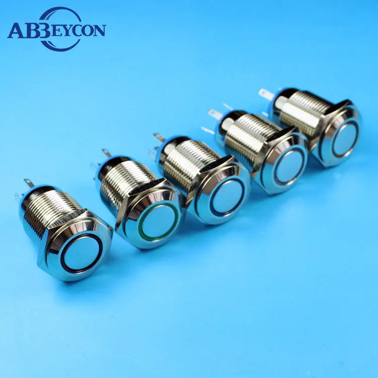 

5pcs/Lot IB 1635F 16mm Flat round 12v momentary ring lamp waterproof IP67 metal push button switch