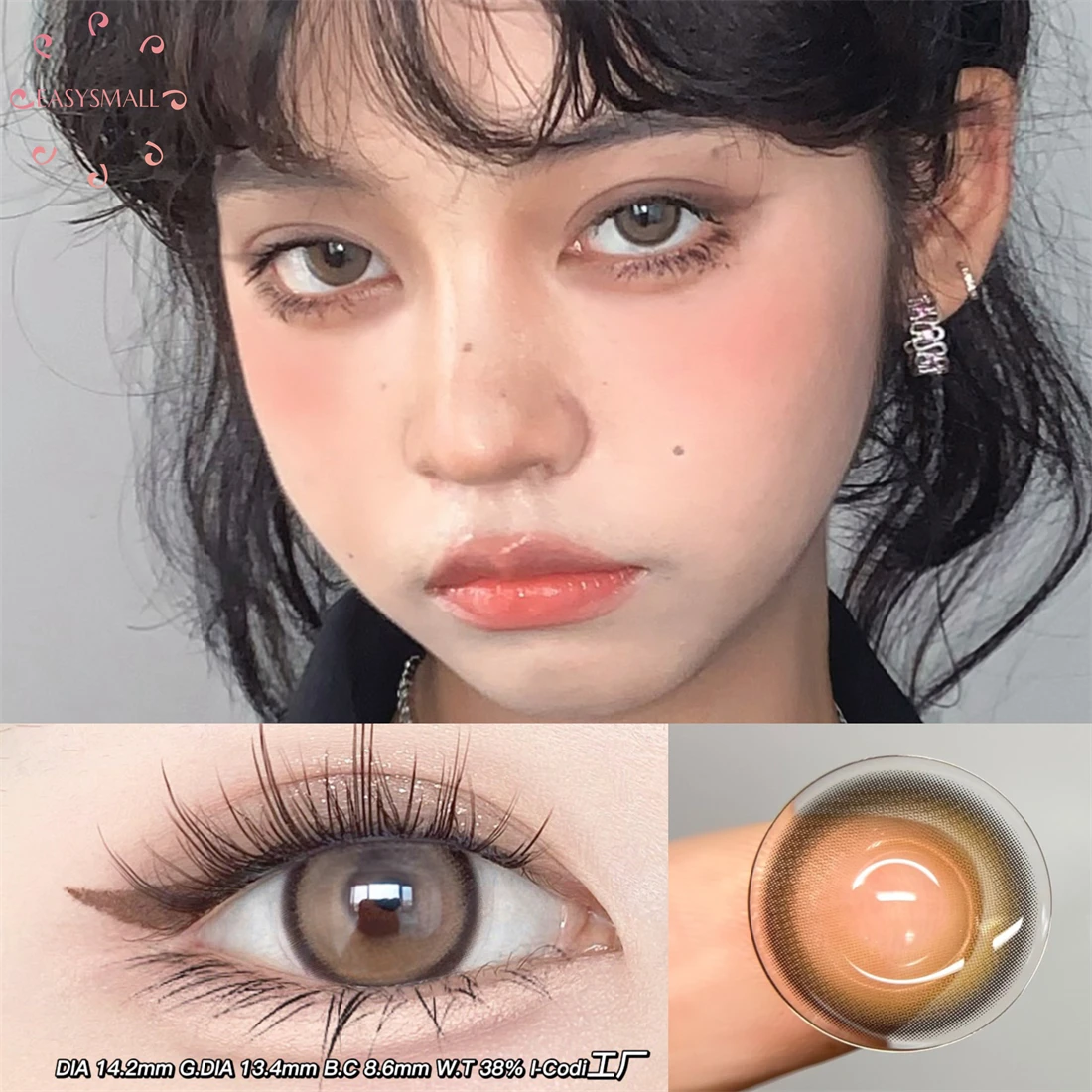 

EASYSMALL Fire Brown Colored Contact Lenses for Eyes Natural Yearly Contact Lens Big Beauty Pupil Degrees Prescription Myopia