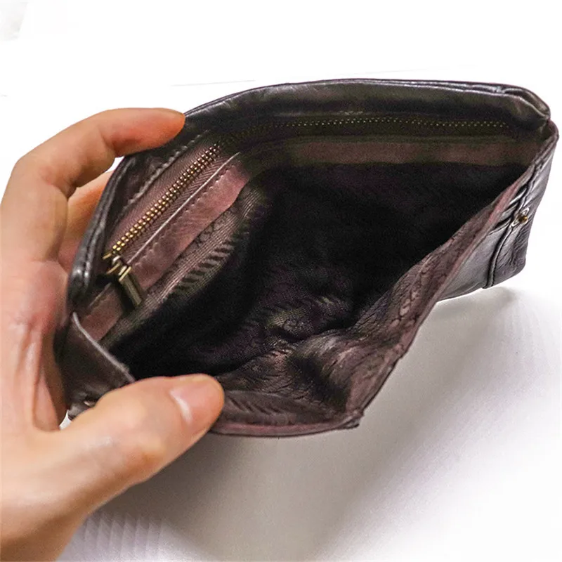 Vintage fashion luxury designer natural genuine leather Man women short wallets multi-card business card holder card female